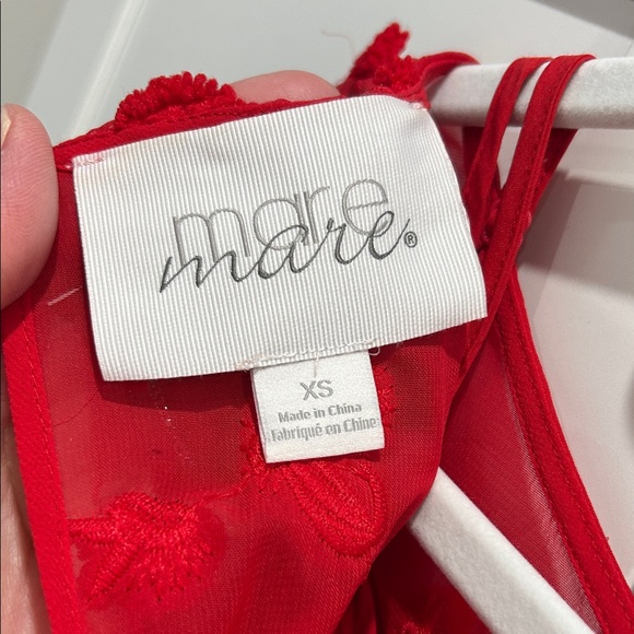 Mare Mare Anthropologie Elegant Red Embroidered Dress - can fit up to a Medium - Picture 4 of 6